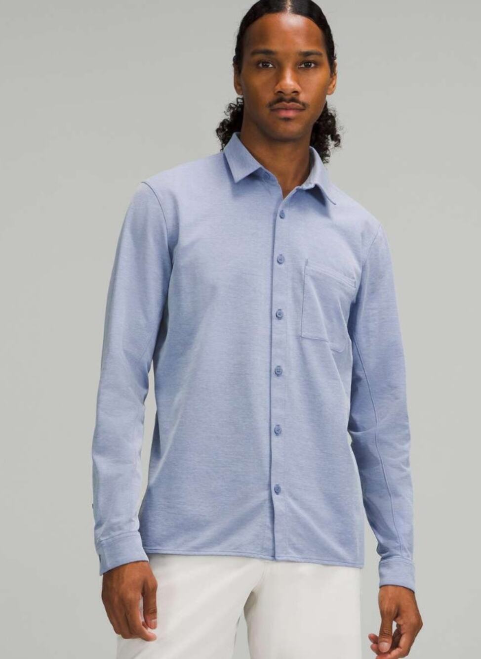 Lululemon Button Down Commission Long Sleeve Shirt Size Large L Harbor Blue
